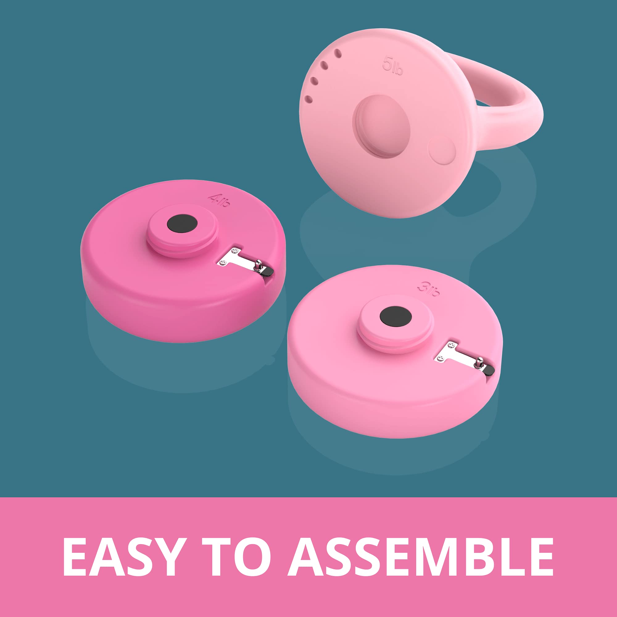 Adjustable Kettlebell - 5 Lbs, 8 Lbs, 12 Lbs Kettlebell Weights Set For Home Gym - Pink