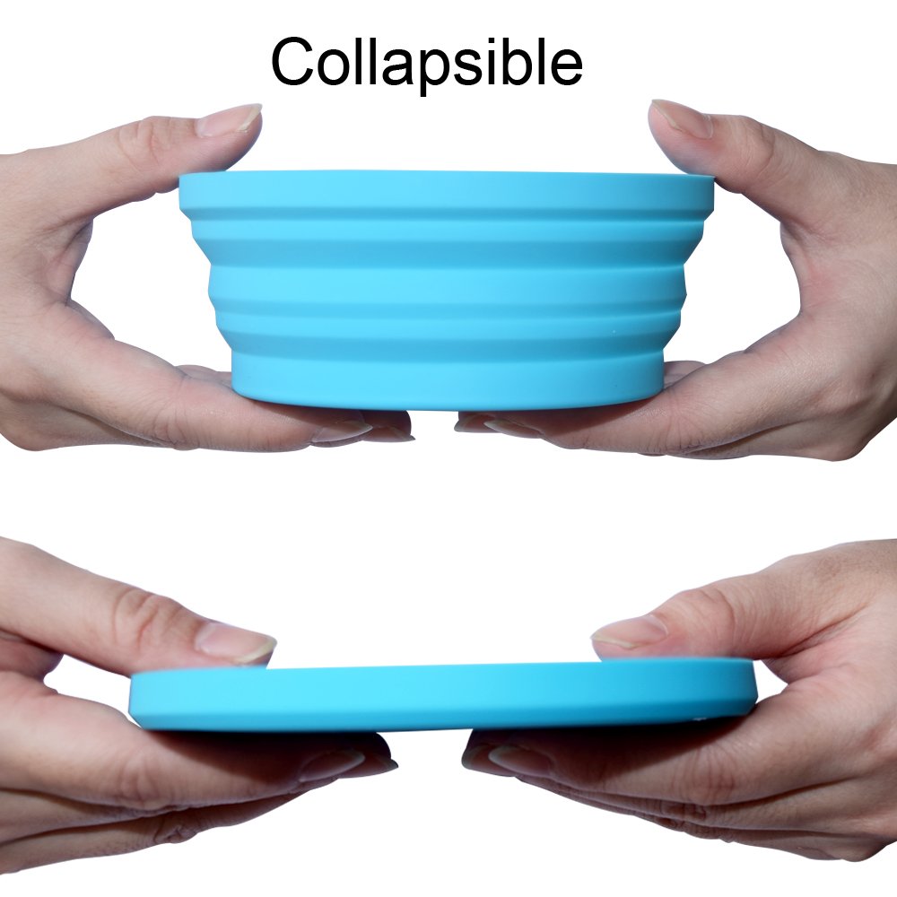 Ecoart Silicone Expandable Collapsible Bowl For Travel Camping Hiking, Blue (1 Pack)