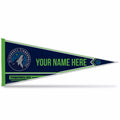 Rico Industries Nba Basketball Minnesota Timberwolves Personalized - Custom 12'' X 30'' Soft Felt Pennant - Ez To Hang
