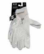 Under Armour Men'S F9 Nitro Novelty Football Gloves, (101) White/Distant Gray/Metallic Silver, Medium