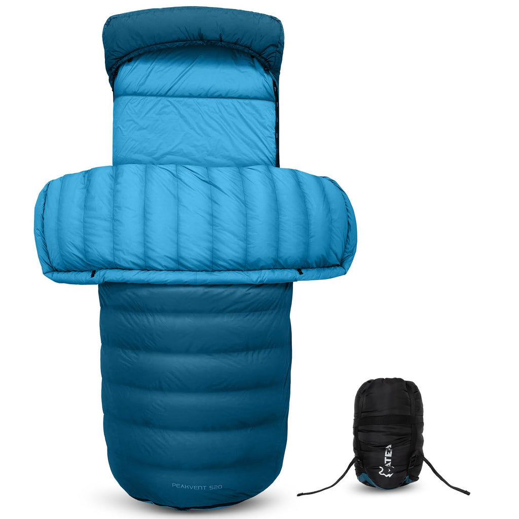 Atepa Peakvent 520 Down Sleeping Bag For Adults, 700Fp Recycled Ultralight Cold Weather 3 Season Compact Packable Sleeping Bag W