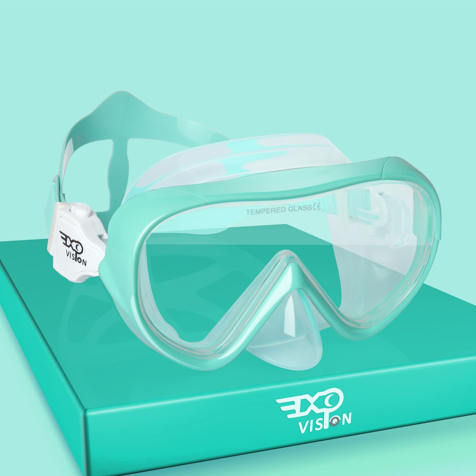 Kids Snorkel Swim Mask, Child Diving Mask Anti-Fog Swim Goggles With Nose Cover For Snorkeling Diving Swimming (Aqua)