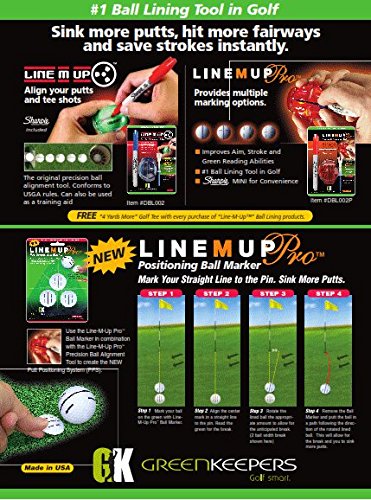 Line M Up Pro Precision Golf Ball Alignment / Identification Tool, Putt Positioning Ball Marker, & Sharpie