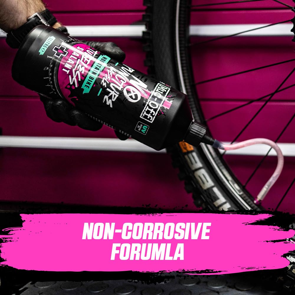 Muc-Off No Puncture Hassle Tubeless Sealant, 140 Milliliters - Advanced Bicycle Tyre Sealant With Uv Tracer Dye That Seals Tears