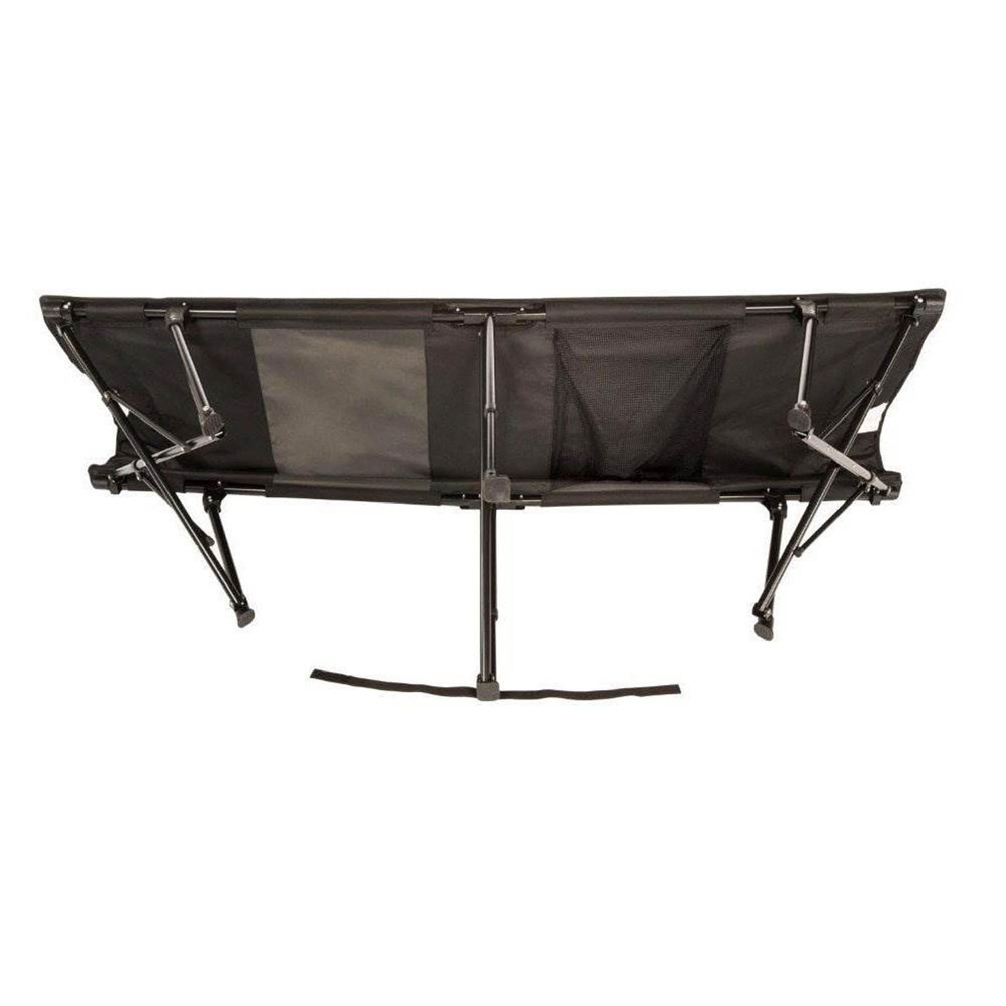 Kamp-Rite Standard Kwik Cot Quick Setup 1 Person Sleeping Bed With Side Storage Pockets, Storage Hammock And 600D Carry Bag, Bla