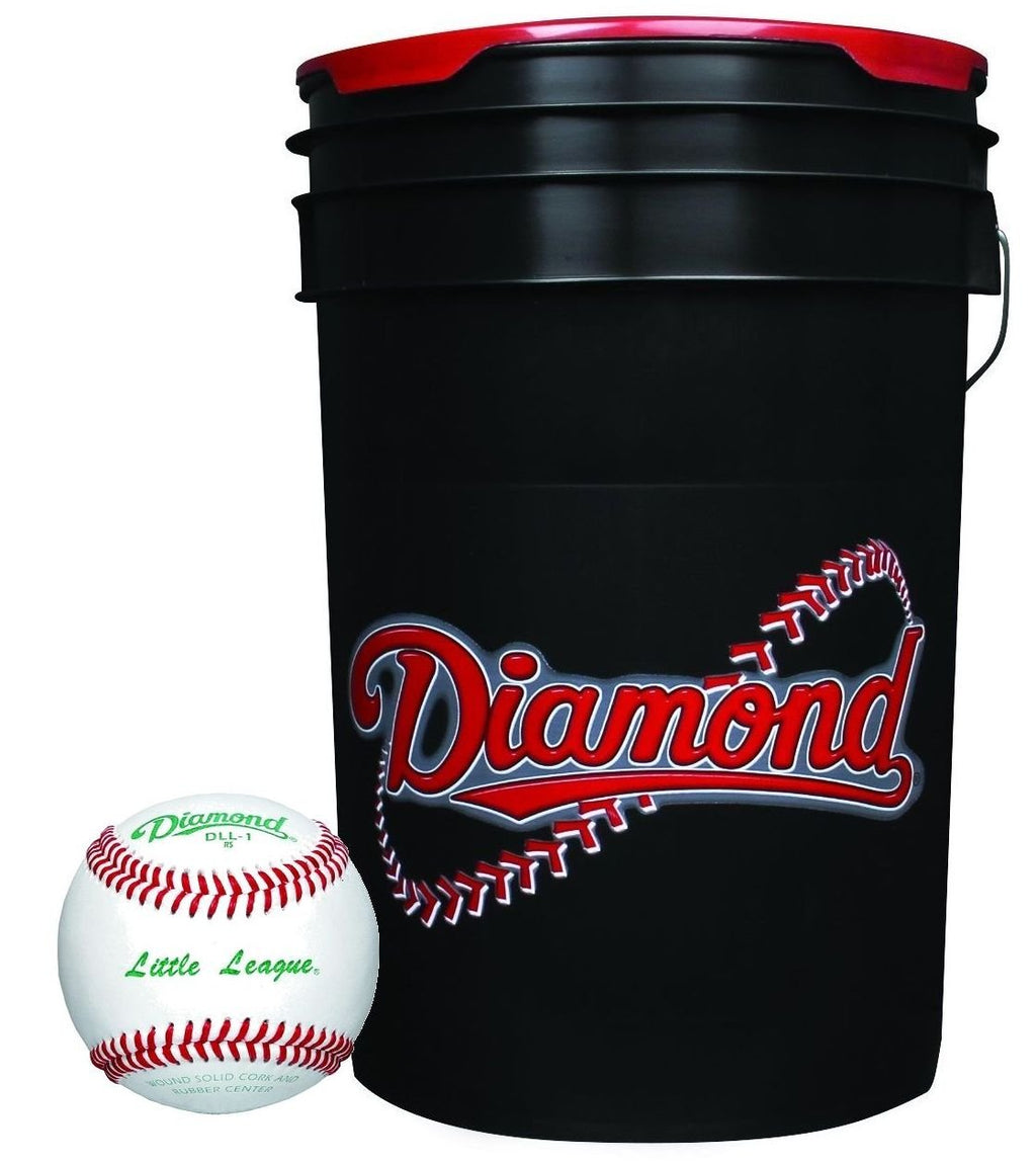 Diamond Sports 6-Gallon Ball Bucket With 30 Dll-1 Little League Baseballs, Black