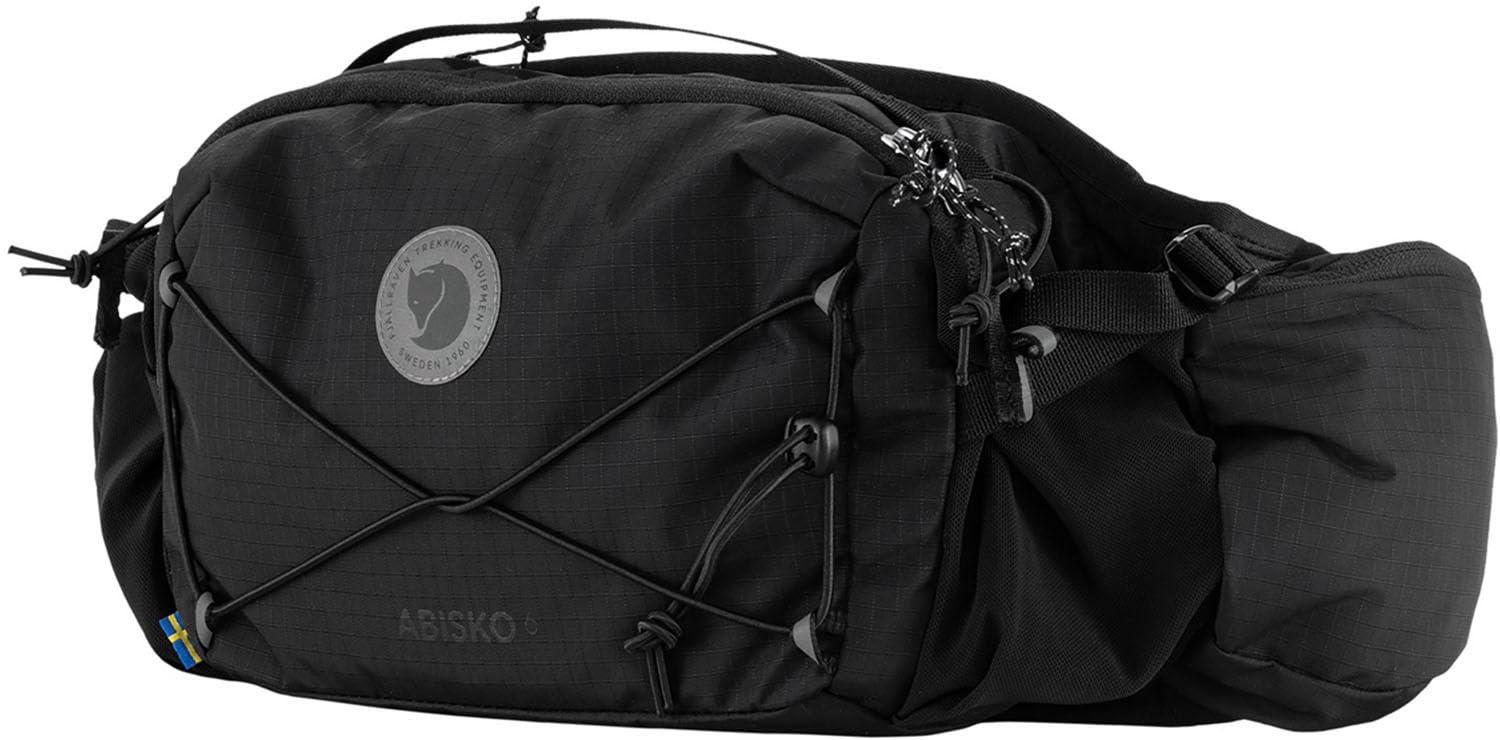 Fjllrven Abisko Hip Pack 6 - Lightweight Fabric, Trail Storage, Adjustable Carry - Hiking, Trekking, Travel, Black, One Size