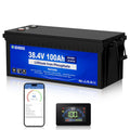 DC HOUSE 36V 100AH Golf Cart Lithium Battery with Switch, 200ABMS, Bluetooth APP & LCD Monitor, Peak Current 670A, Low Temp Prot