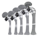 Scott Edward Grey&White Argyles Golf Club Covers Set Of 5 Fit For Driver Wood(460Cc)*1,Fairway Wood*2,And Hybrid(Ut)*2,(Grey&Whi