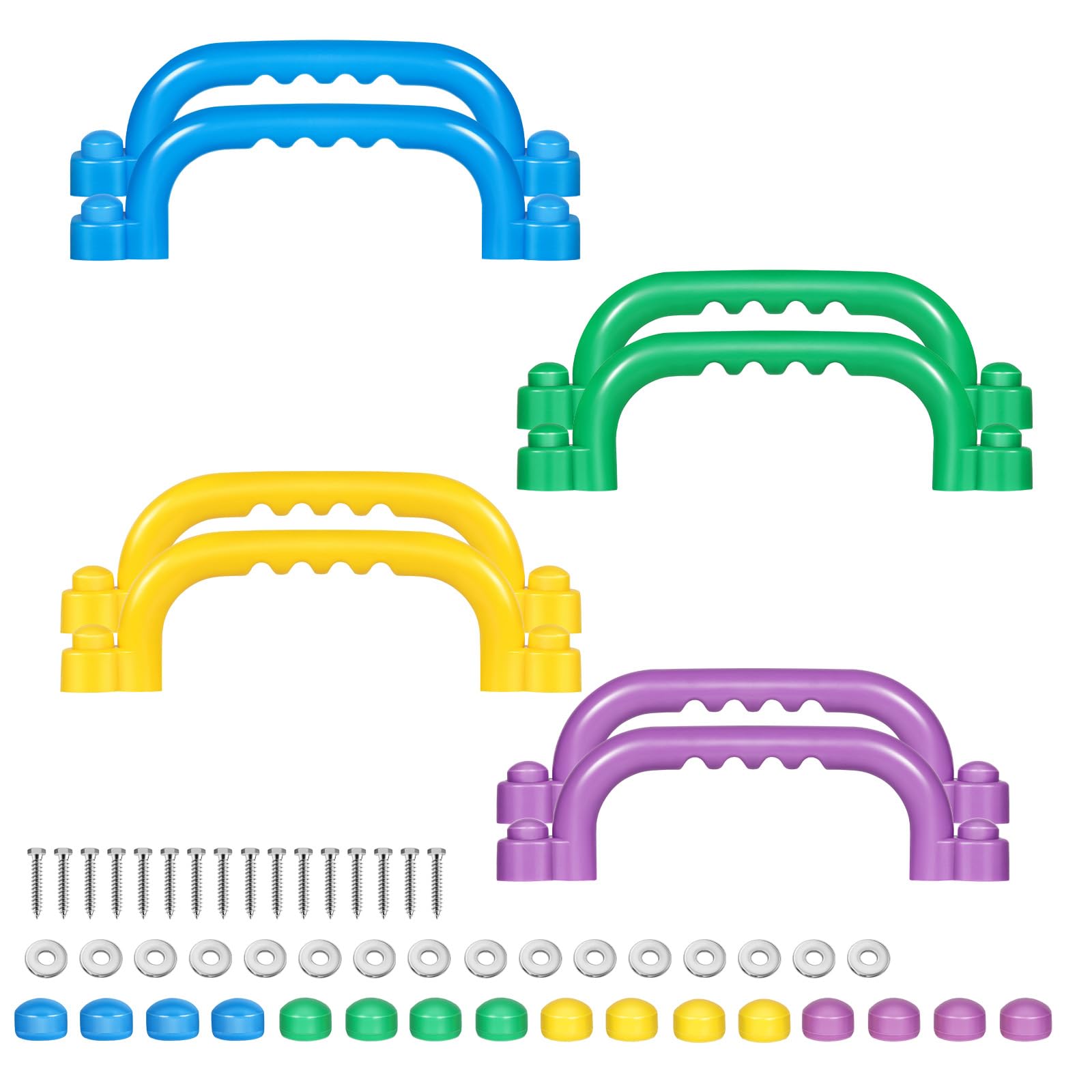 TOPNEW 8Pcs Kids Playground Safety Handles -Swing Set & Climbing Frame Hand Grips, Multi-Color Plastic Grab Bars for Outdoor Pla