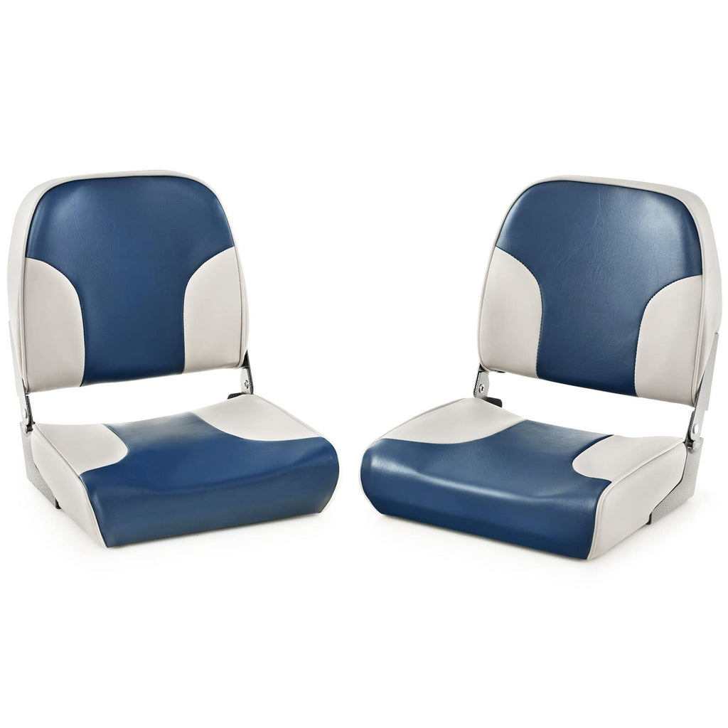 Goplus Low/High Back Boat Seats, Folding Boat Seat With Stainless Steel Screws & Aluminum Hinges, Thickened Sponge Padding, Wate