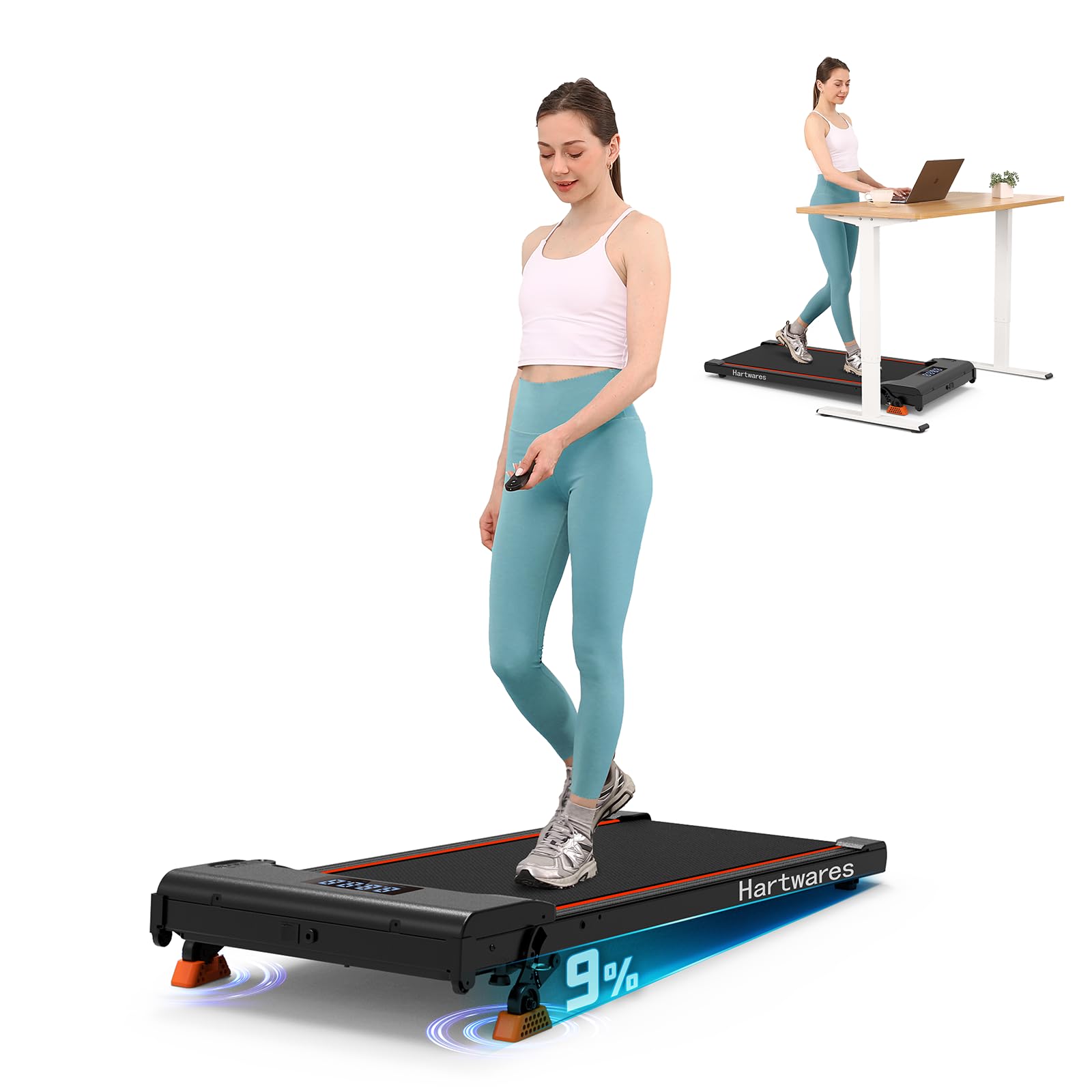 Walking Pad Treadmill With Incline, Under Desk Treadmills For Home Office Small, 2.5Hp Brushless Motorized, App Compatible, Port