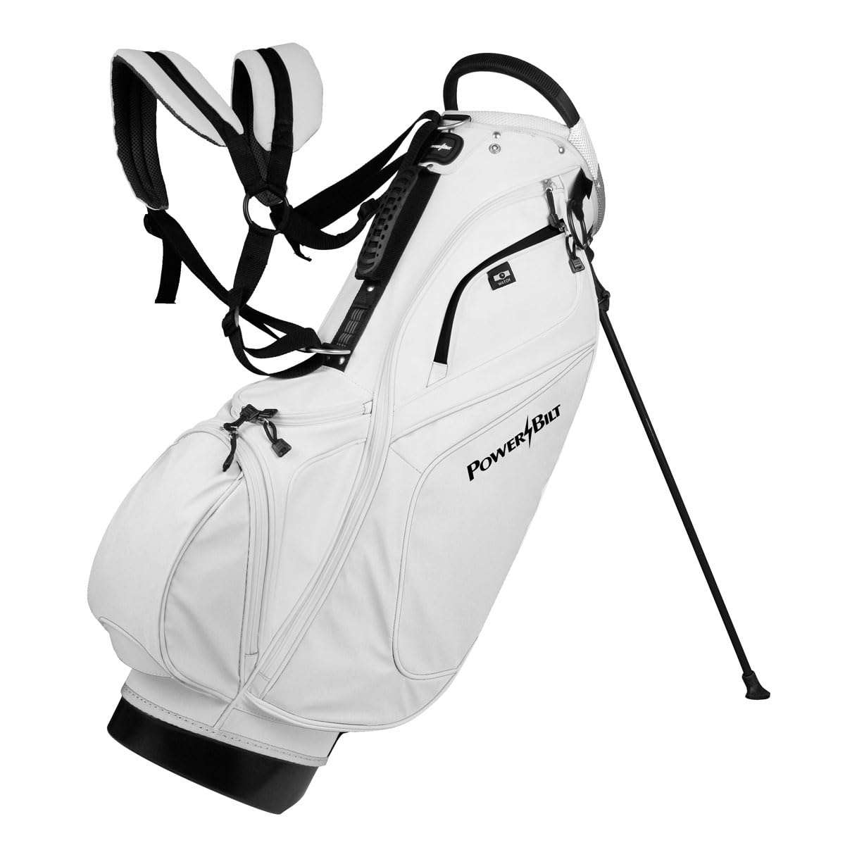 Powerbilt TPS Dunes 14-Way White/Black Synthetic Leather Golf Stand Bag