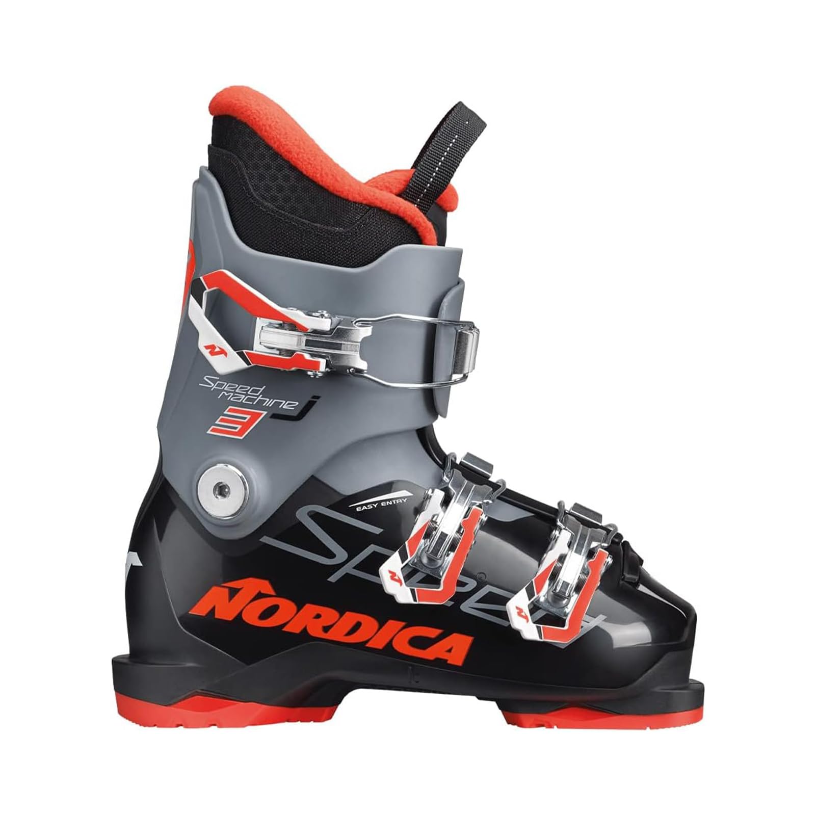 Nordica Speedmachine J3 Kids Alpine Ski Boots (Black/Anthracite/Red, 22.5)