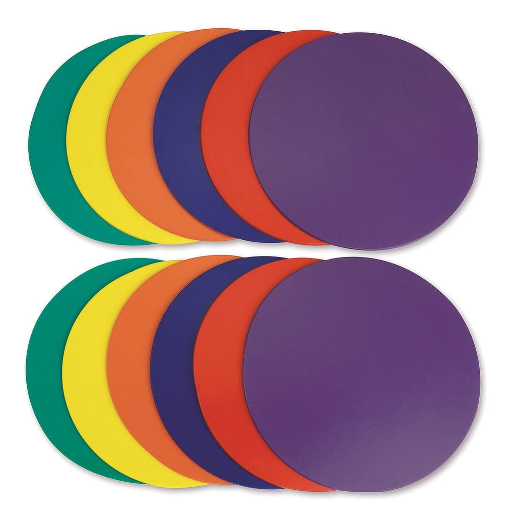 S&S Worldwide Spectrum 5'', Anti-Skid, Soft Round Vinyl Spot Markers For Pe/Gym Classes, Class Room Activities And Games, Assort