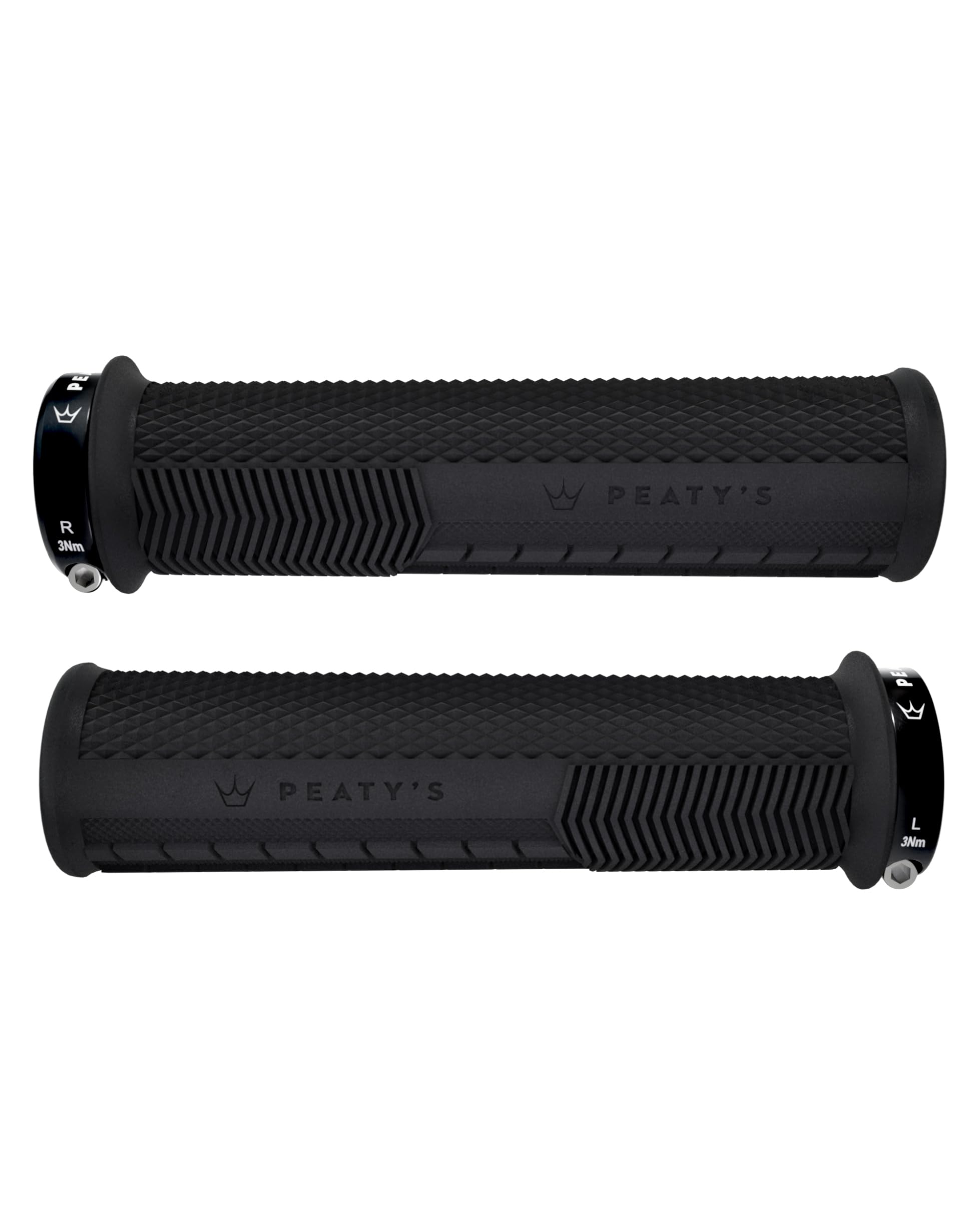 Peatys Monarch Bicycle Grips - Knurl/Black/Thin - Race Control, Durable, Ergonomic Finger Bar, Thumb Pad, All Day Riding, All W