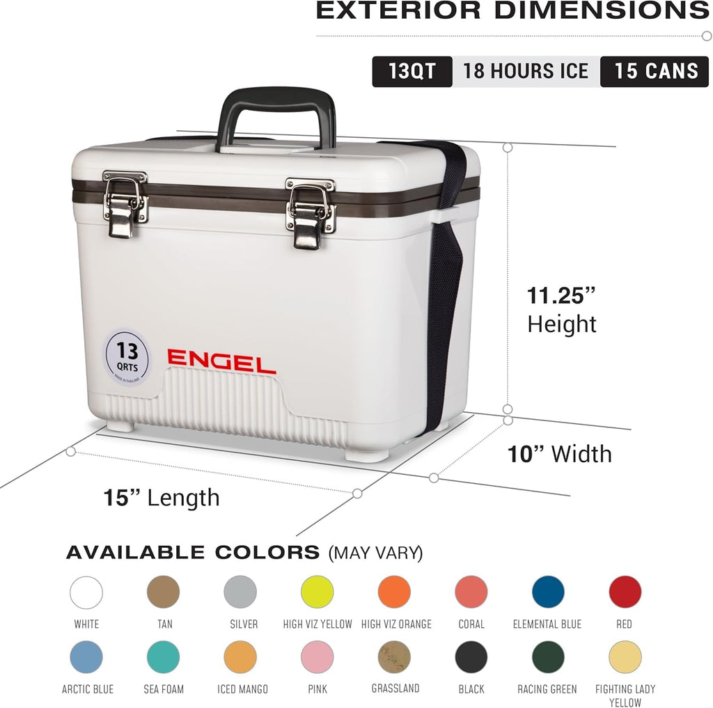 ENGEL UC13 13qt Leak-Proof, Air Tight, Drybox Cooler and Small Hard Shell Lunchbox for Men and Women in Fighting Lady Yellow