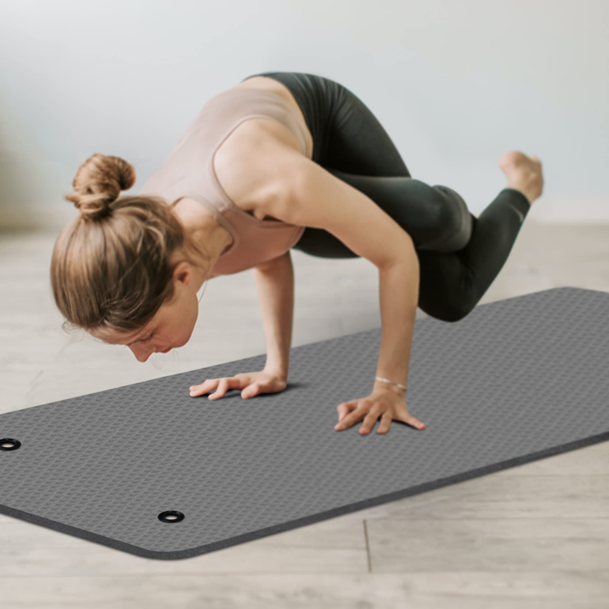 Lfs Large Yoga Mat - 72''X 31.5'' X 2/5 Inch, Extra Wide And Extra Thick Non Slip Exercise & Fitness Yoga Mat With Band And Yoga