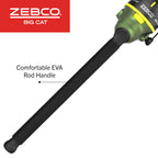 Zebco Big Cat Spincast Reel And Fishing Rod Combo, 8-Foot 2-Piece Fishing Pole, Dial-Adjustable Magnum Drag, Pre-Spooled With 25