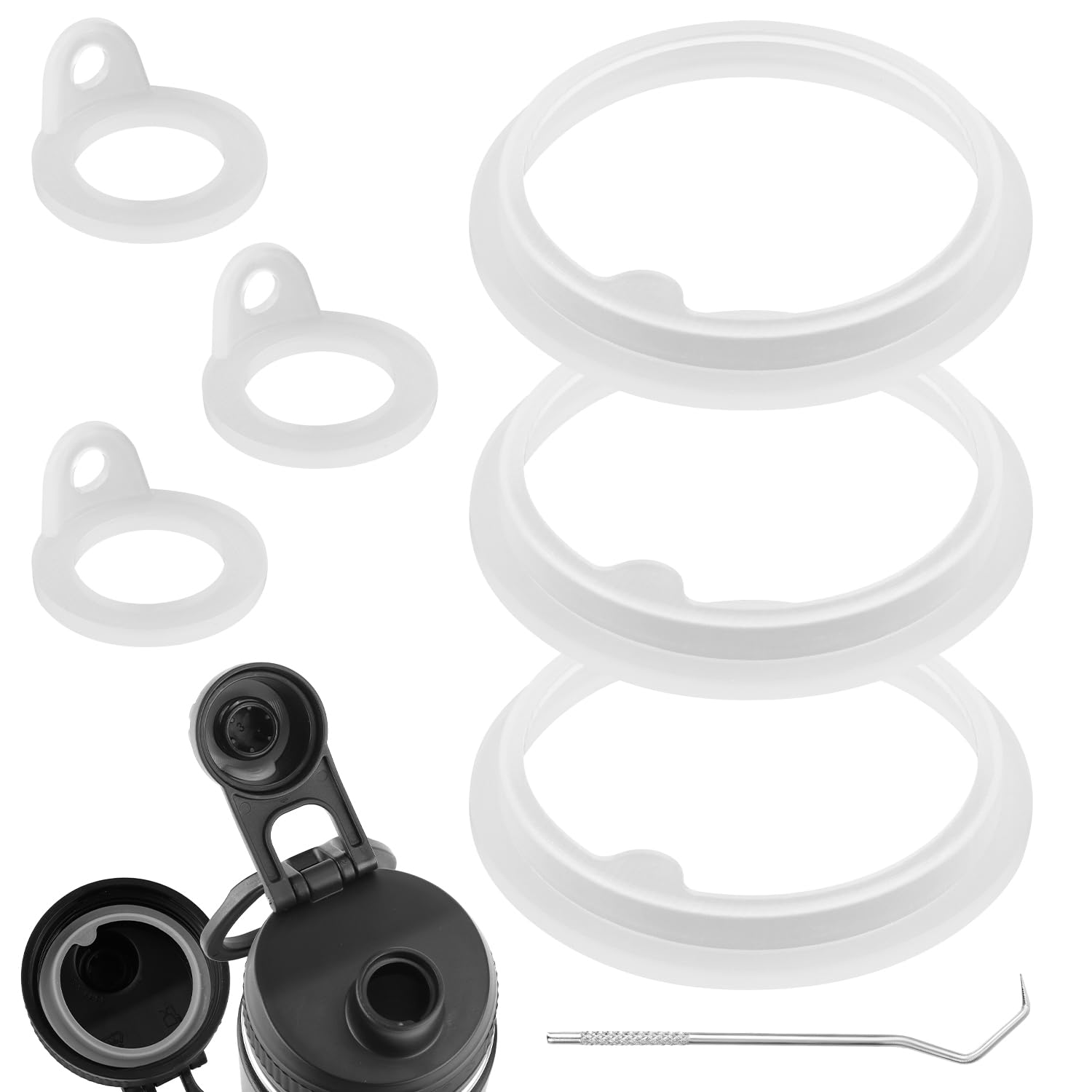 6pcs Replacement Gaskets Compatible with TAKEYA Water Bottle, Leak-Proof Silicone Seal Ring Seal Parts Lid Accessories Washer fo