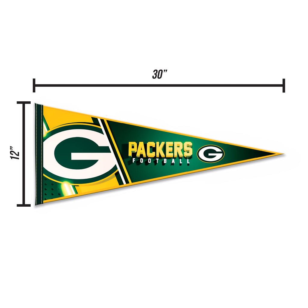 Rico Industries Nfl Football Green Bay Packers Primary 12'' X 30'' Felt Wall D  Cor Pennant - Great For Home/Bed Room/Man Cave D