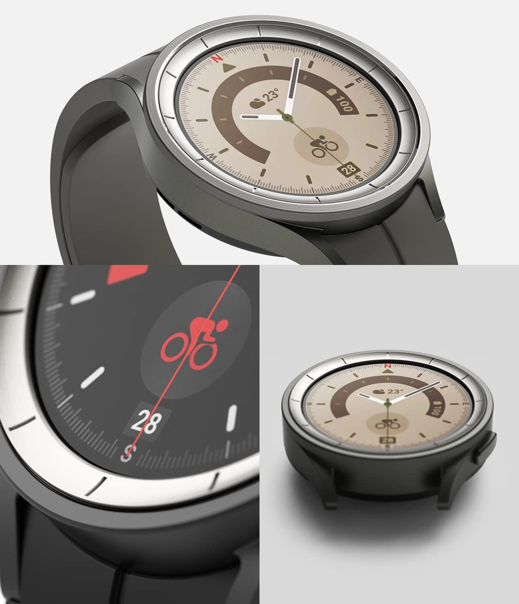 Ringke Inner Bezel Styling Stylish Stainless Steel Frame] Compatible With Samsung Galaxy Watch 5 Pro Case, Anti Scratch Protecto