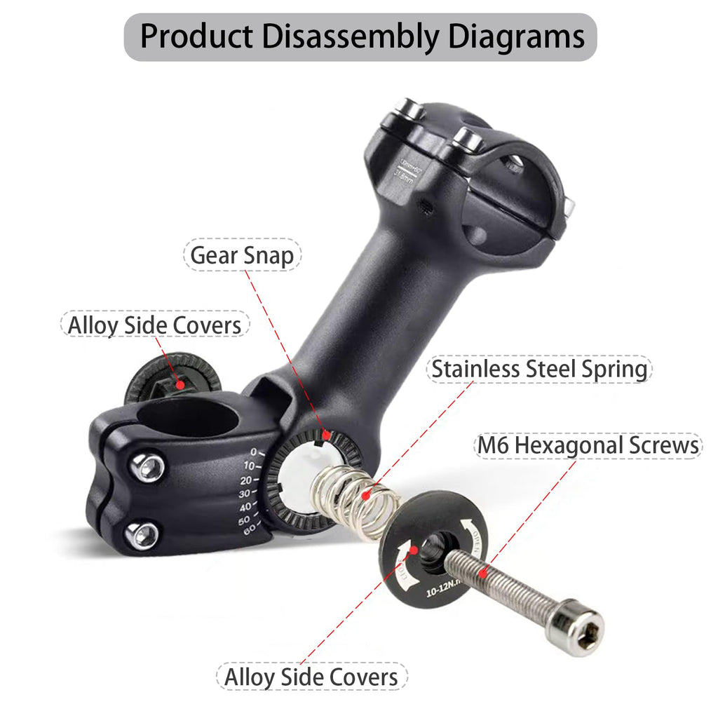 Groword Bike Stem Riser,Adjustable Mtb Stem,28.6Mm Bike Fork Aluminum Adjustable 150Mm,Bike Stem 31.8Mm,Adjustable 120 Degree 11