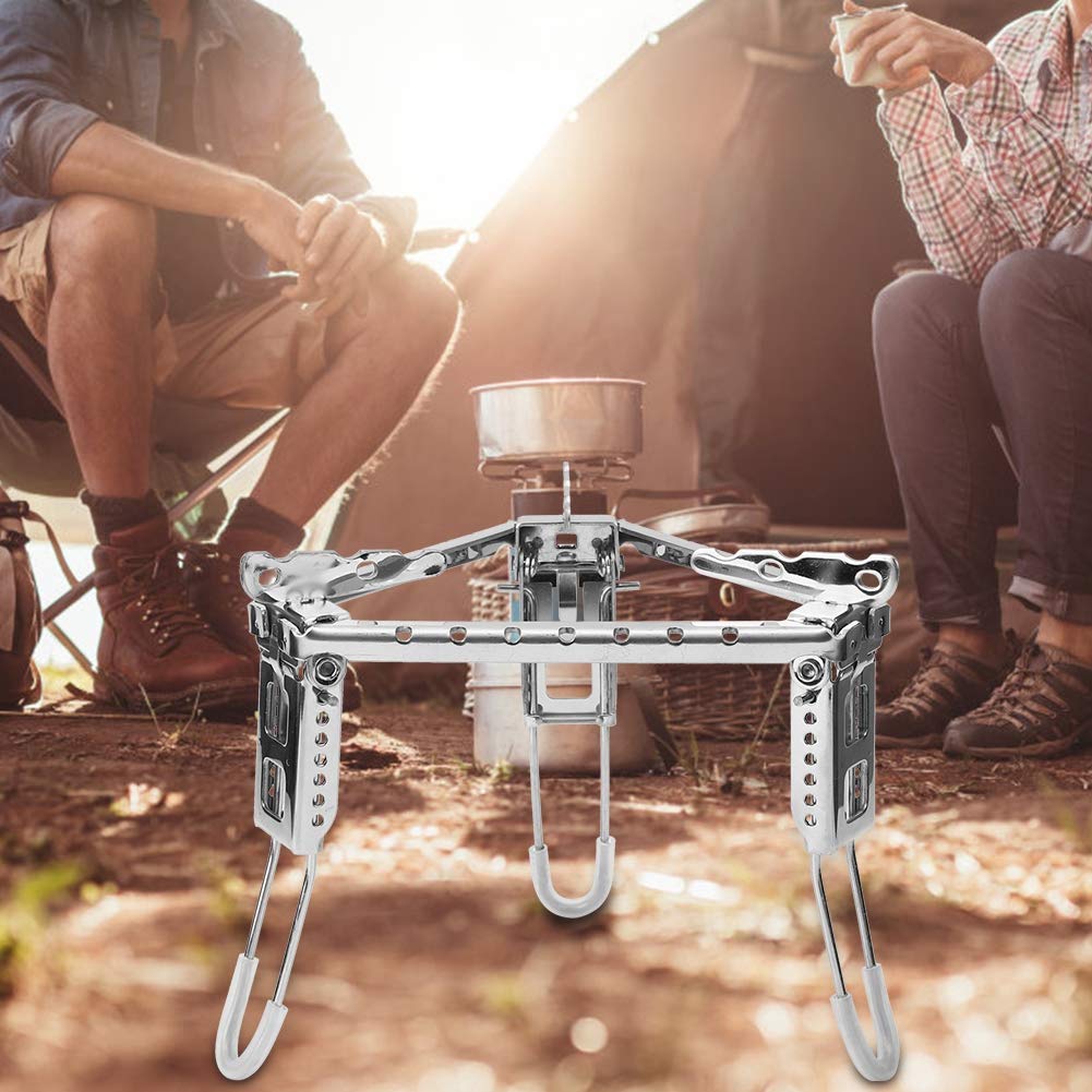 Fastuu Camping Pot Stand, Foldable Stainless Steel Stove Pot Rack, Portable Outdoor Fuel Grill Tripod For Camping Wood Stove, Si