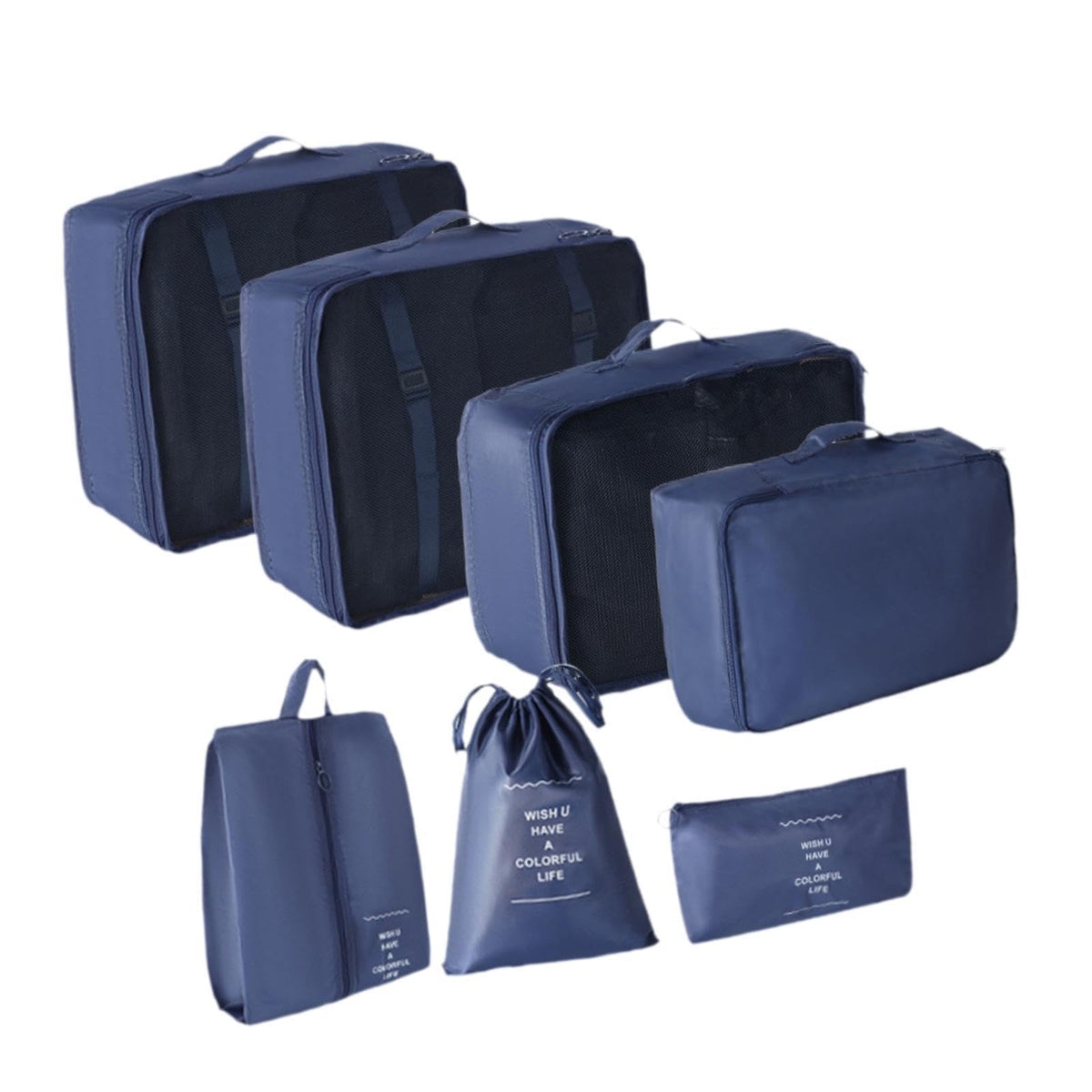 Myaddiction 7X Packing Cubes For Suitcase Travel Bags For Family Breaks Beach Travelling Navy