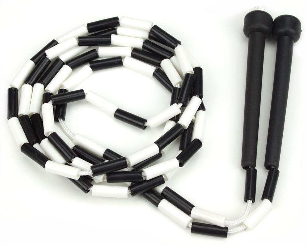 Black And White 7-Foot Jump Rope With Plastic Segmentation By K-Roo Sports