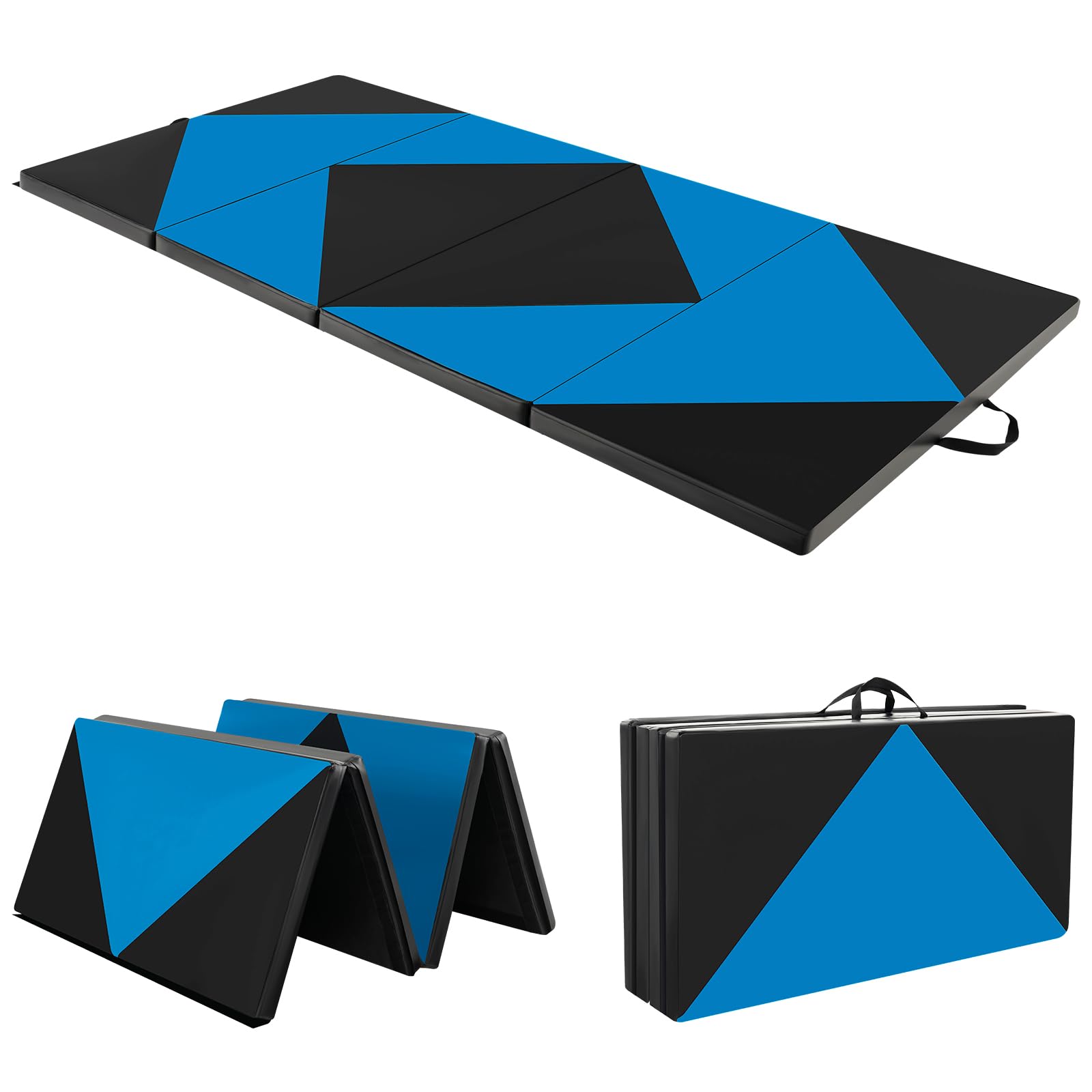 Giantex 4X8X2 Gymnastics Mat, Folding Anti-Tear Gymnastics Panel Mats W/Carrying Handles, Hook And Loop Fastener, Lightweight Tu
