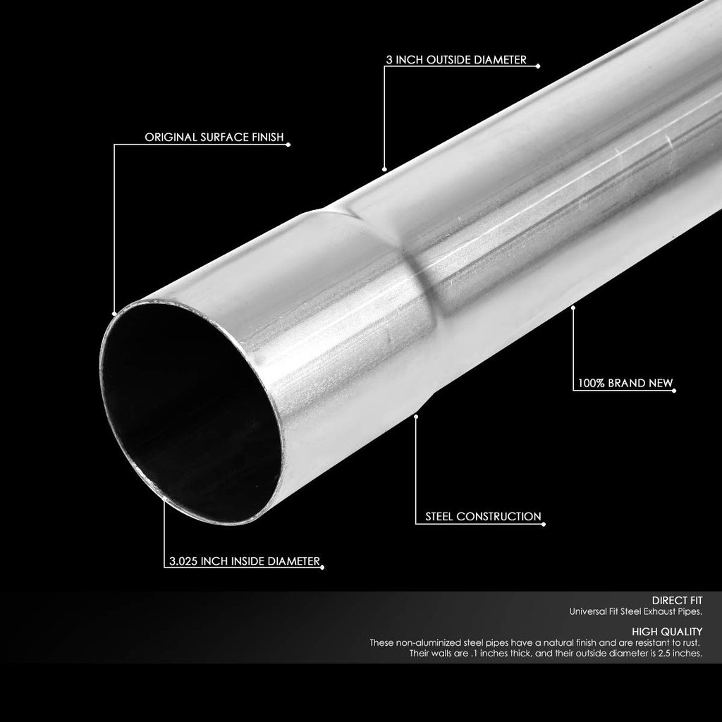 Dna Motoring Ztl-30Raw 16 Pcs 3 Inches Mild Steel Diy Custom Mandrel Exhaust Pipe Straight  U Bend Tube Kit,Universal Fit