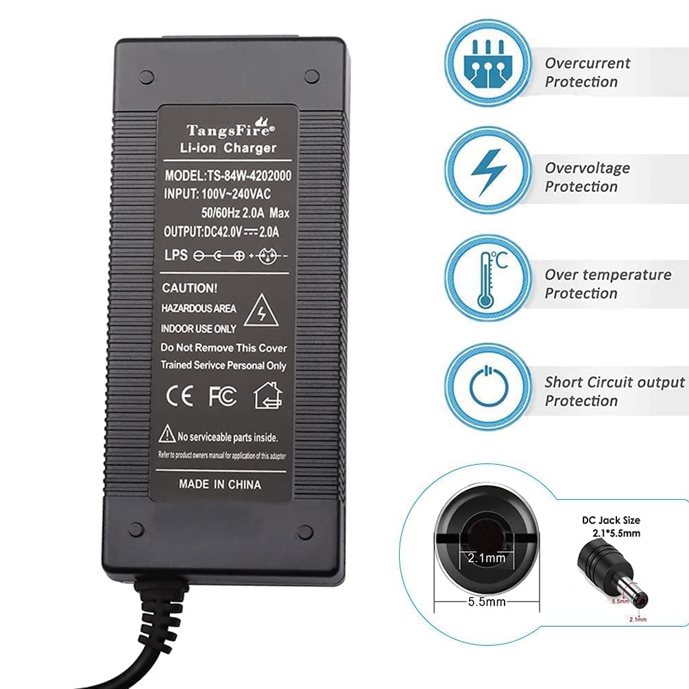 42V Charger Replacement Electric Scooter Charger 1 Prong Smart Universal For 36V Lithium Battery Compatible With Gotrax Jetson 3