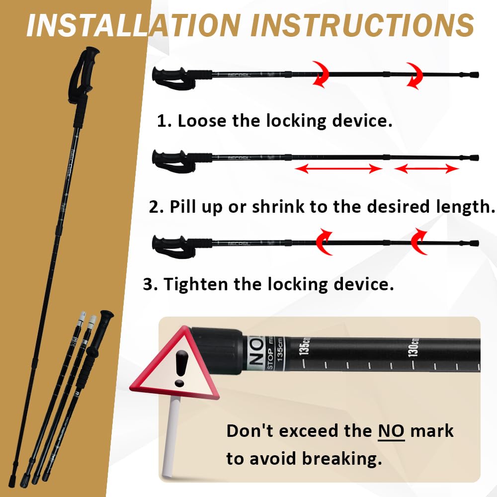 Carbon Fiber Trekking Poles -Ayamaya Collapsible Lightweight Hiking Walking Sticks With Natural Cork Grips, Quick Locks 4 Season