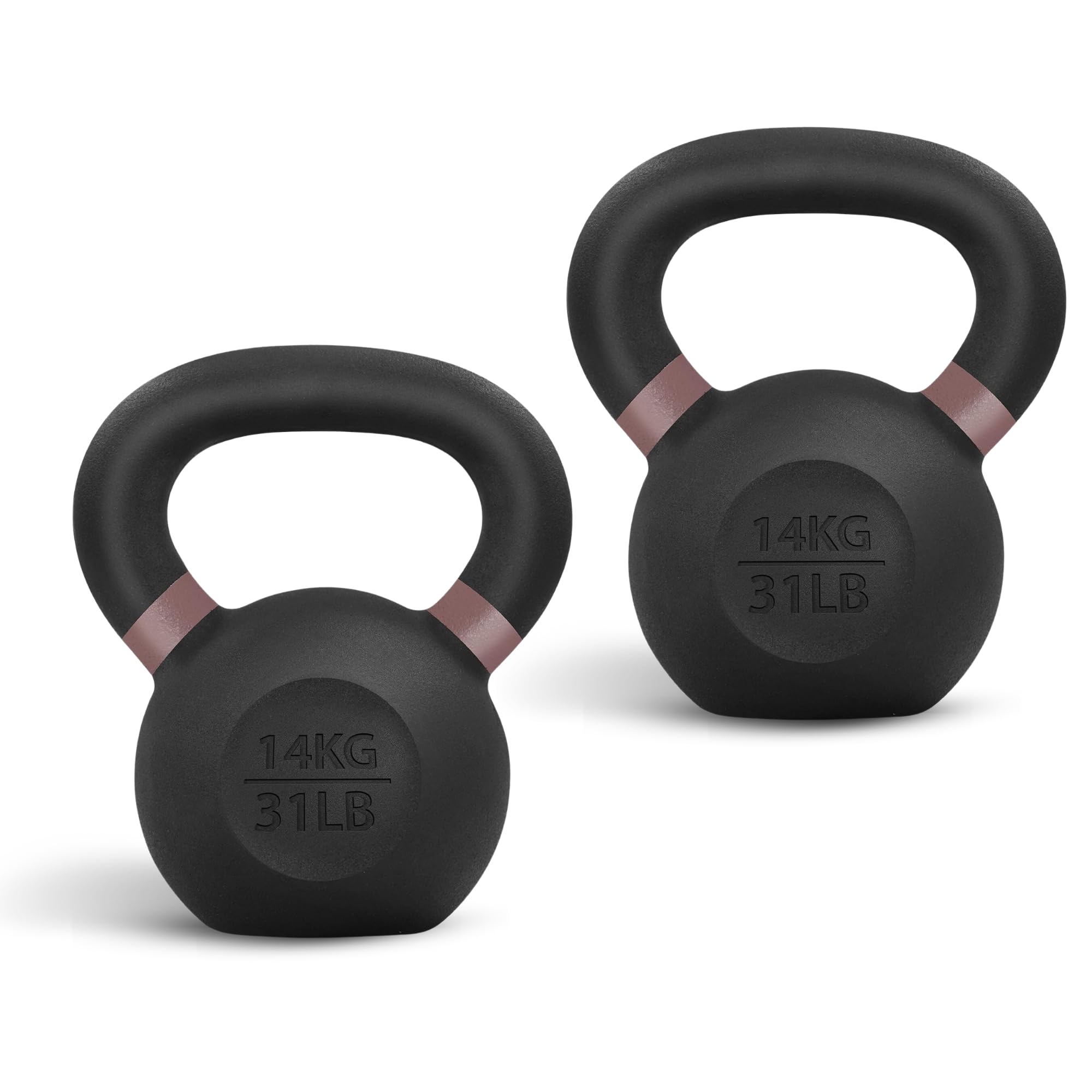 Yes4All Powder Coated Cast Iron Kettlebell Pair Brown - 14 Kg / 31 Lb Strength Training Kettlebells Weight Set For Full Body Wor