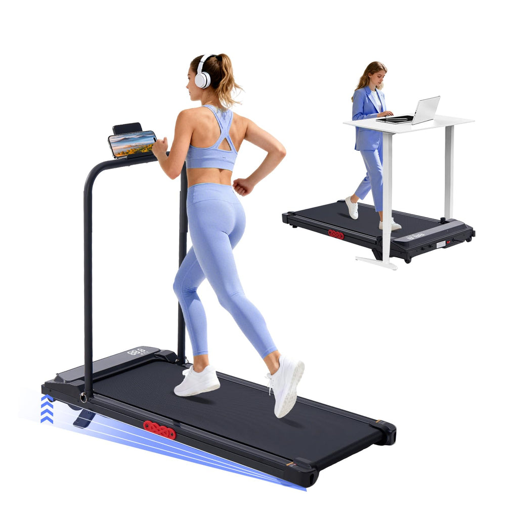 Electric Treadmills for Home with Incline, Walking Pad Treadmill with Handle Bar, 0.6-7.6MPH Portable Small Treadmills with Hand