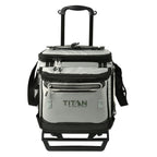 Titan Deep Freeze 60 (50+10) Can Wheeled Cooler - Collapsible Rolling Cooler with Wheels and All-Terrain Cart, Seagrass