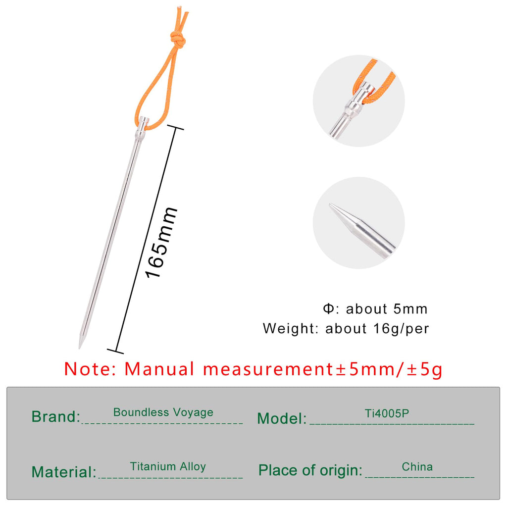 Ibasingo 8Pcs/Lot Titanium Alloy Pegs Camping Tent Stakes Portable Tent Nails For Picnic Hiking Backpacking A-Ti4005P