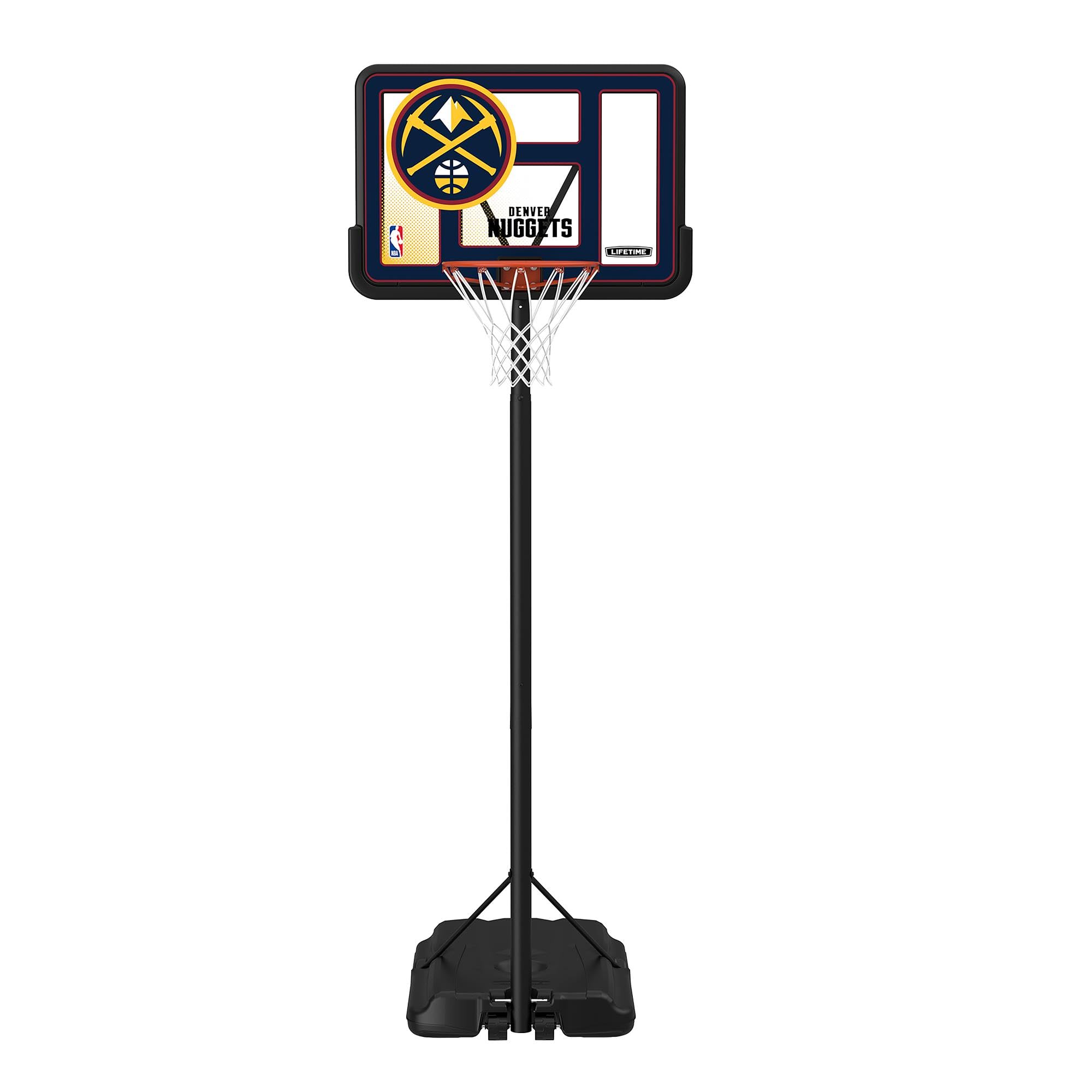 Lifetime NBA Denver Nuggets Portable Basketball Hoop, Adjustable Height 7.5-10 Ft, 44 Inch Shatterproof Fusion Backboard, Base w