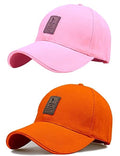 Fy Lane Unisex MenS Baseball Head Cap All Sports Caps With Adjustable Strap Pack 2 (Orange@Pink)