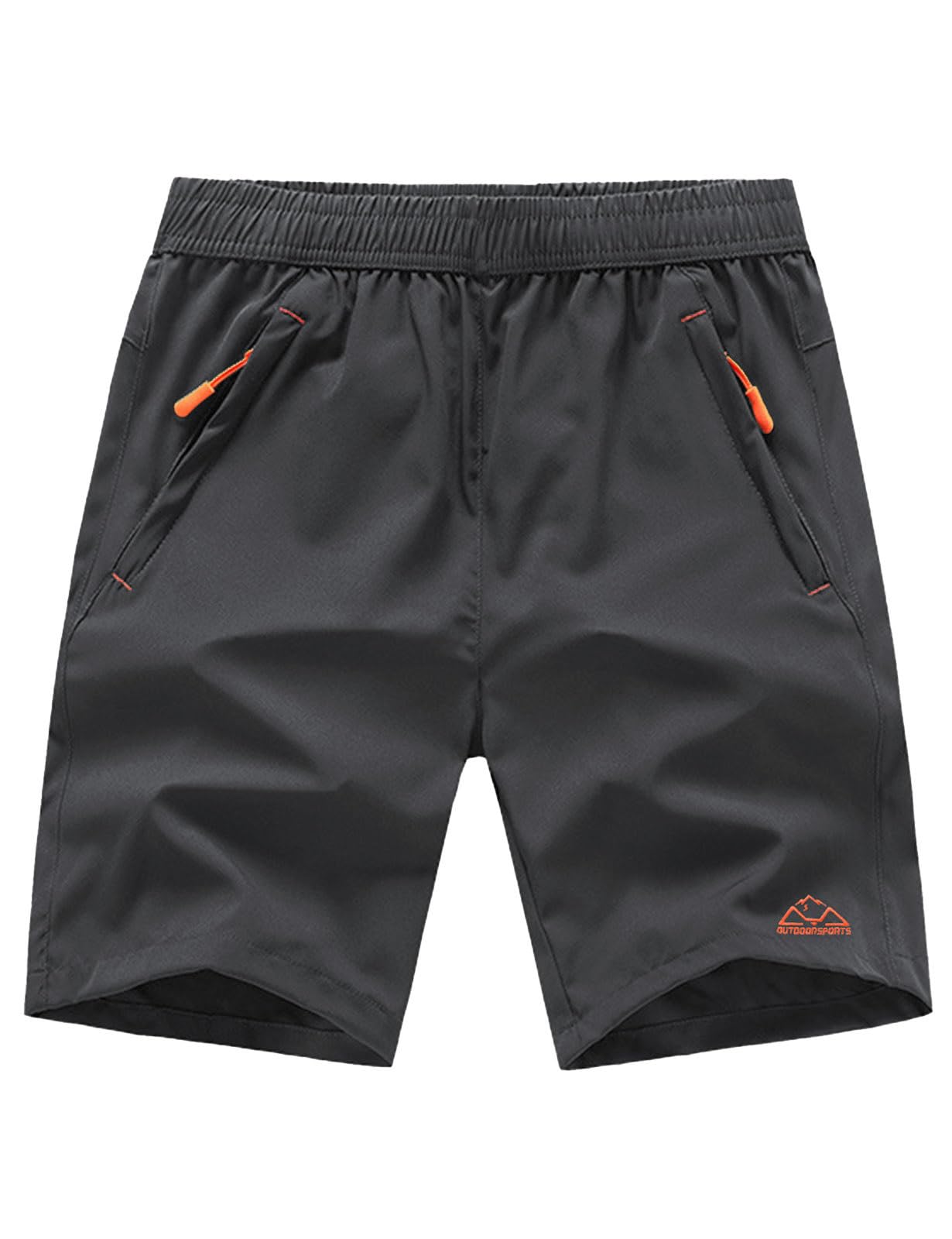 TBMPOY Mens 7 Hiking Running Shorts with Pockets Athletic Outdoor Sports Gym Workout Short Zipper Pockets Grey L