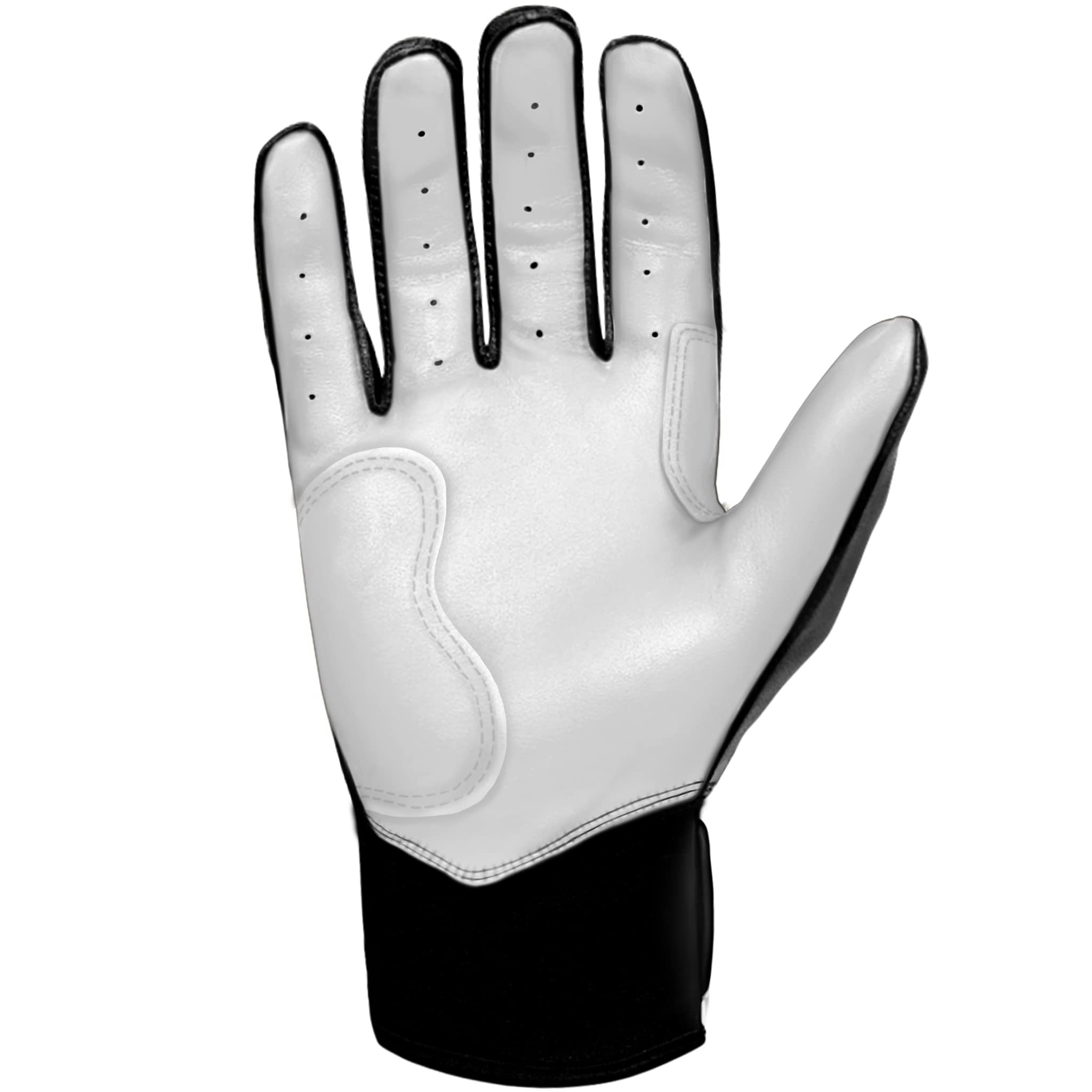 BRUCE BOLT Chrome Series Short Cuff Black Batting Glove - Black Youth Small