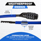 Dockslocks Anti-Theft Weatherproof Straight Security Cable With Resettable Combination Lock 25Ft