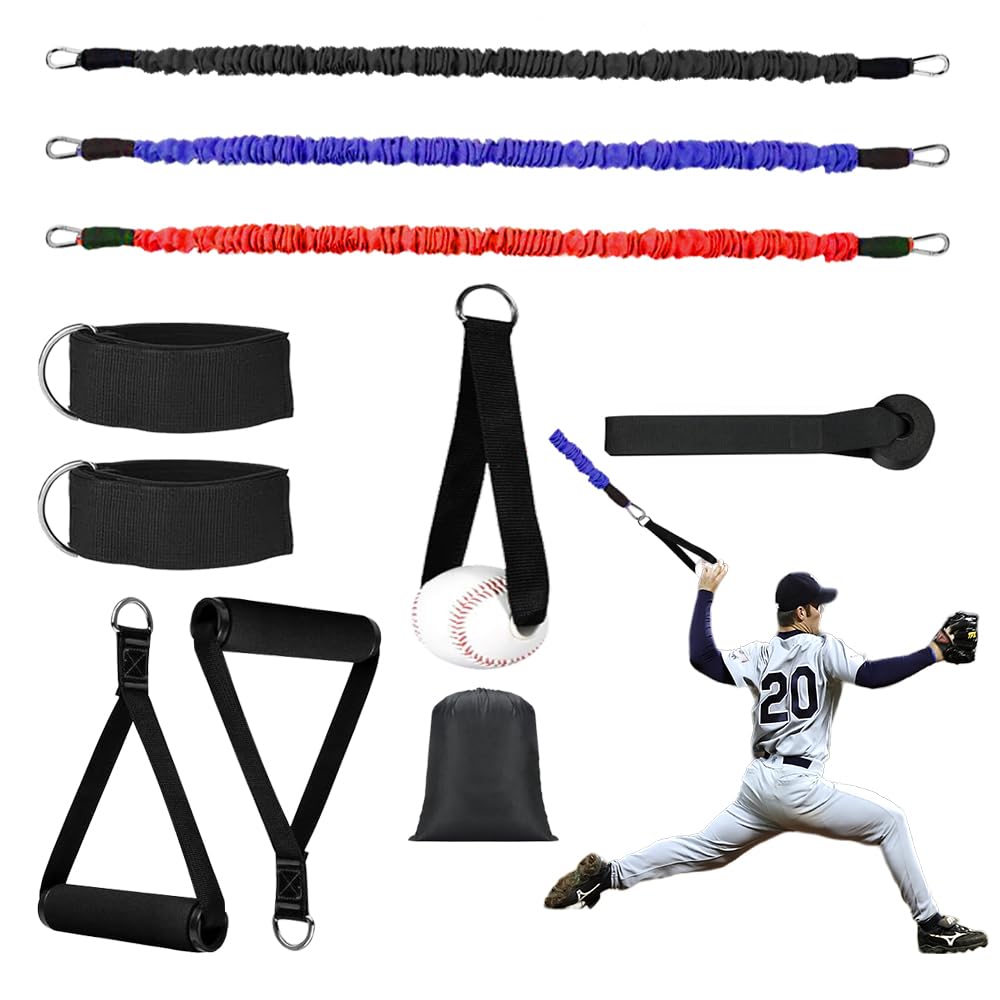 Baseball Resistance Trainer,Training Aid For Baseball Softball Pitchers,Interchangeable Grips To Build Arm Strength,Arm Bands Fo