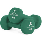 Prosourcefit Set Of 2 Neoprene Dumbbell Coated For Non-Slip Grip, Green - 9Lb