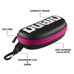 Arena Unisex Swim Goggle Case For Swimming Goggles, Hardcover Protective Carrying Case With Clip, Blackwhitefuchsia