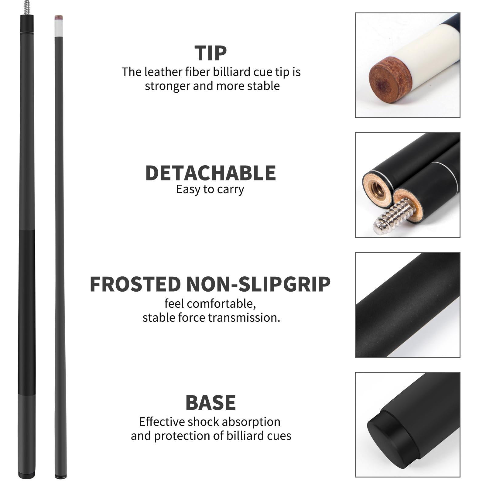 Kmise Pool Stick, 58-Inch Fiberglass Graphite Composite Billiard Pool Cue Sticks For Professional Billiard Players (Multiple Col