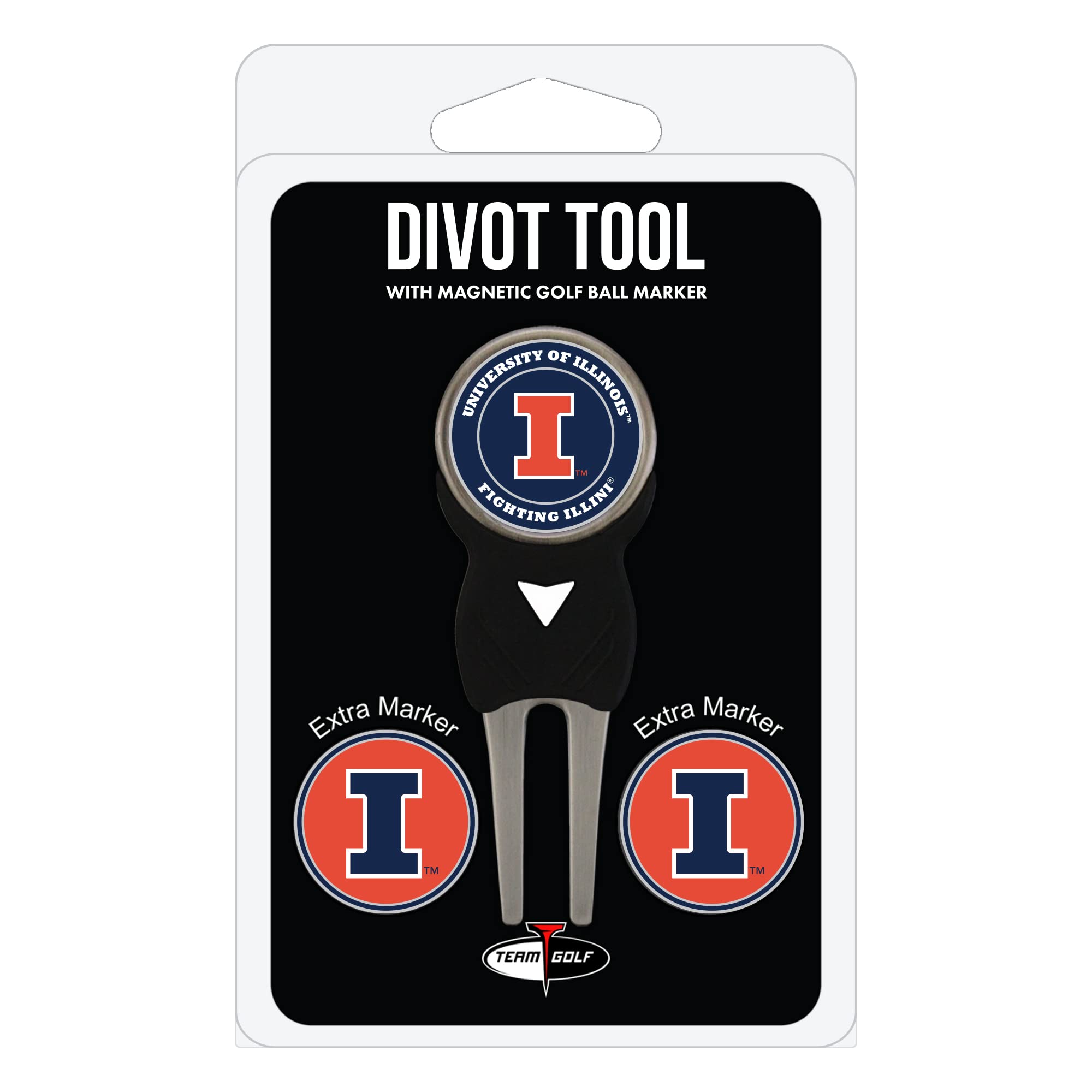 Team Golf Ncaa Illinois Fighting Illini Divot Tool Pack With 3 Golf Ball Markers Divot Tool With 3 Golf Ball Markers Pack, Marke