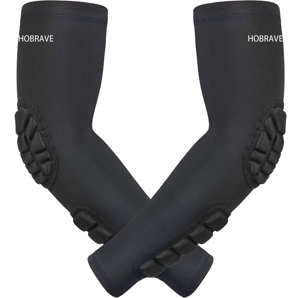Hobrave Padded Arm Sleeves 2 Pack Crashproof Elbow Forearm Pads Compression Protection Support For Basketball Volleyball