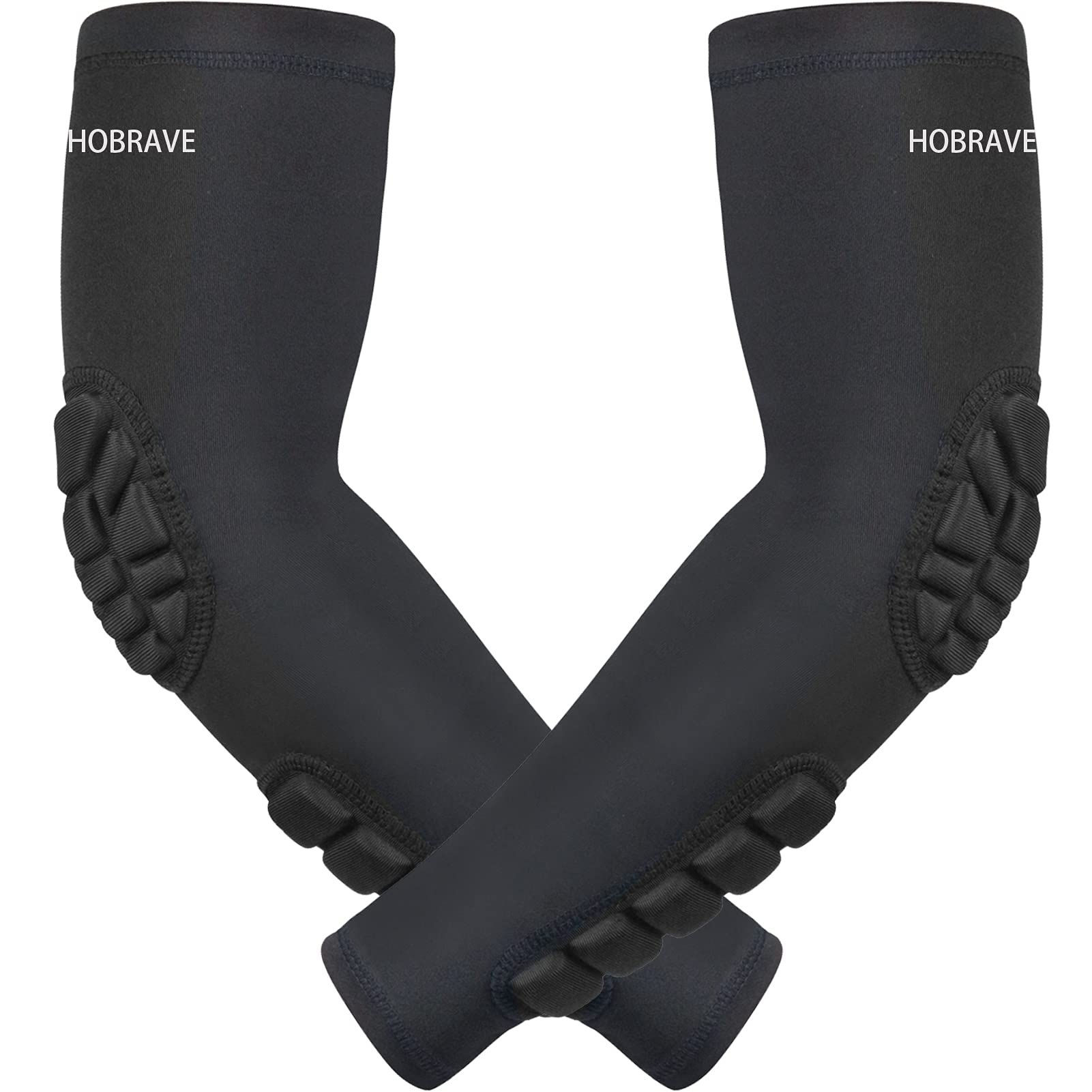 Hobrave Padded Arm Sleeves 2 Pack Crashproof Elbow Forearm Pads Compression Protection Support For Basketball Volleyball